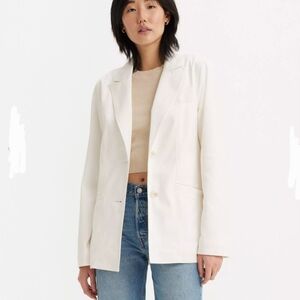 Levi's White Single-Breasted Cotton Blazer Jacket